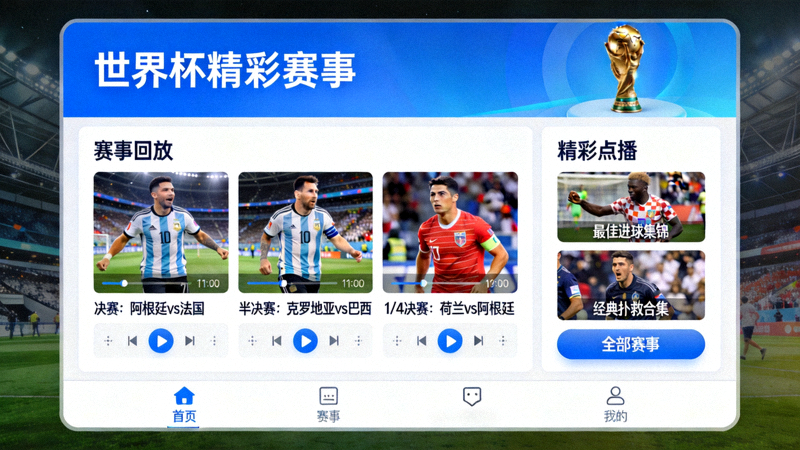 世界杯精彩赛事回放与点播服务界面
